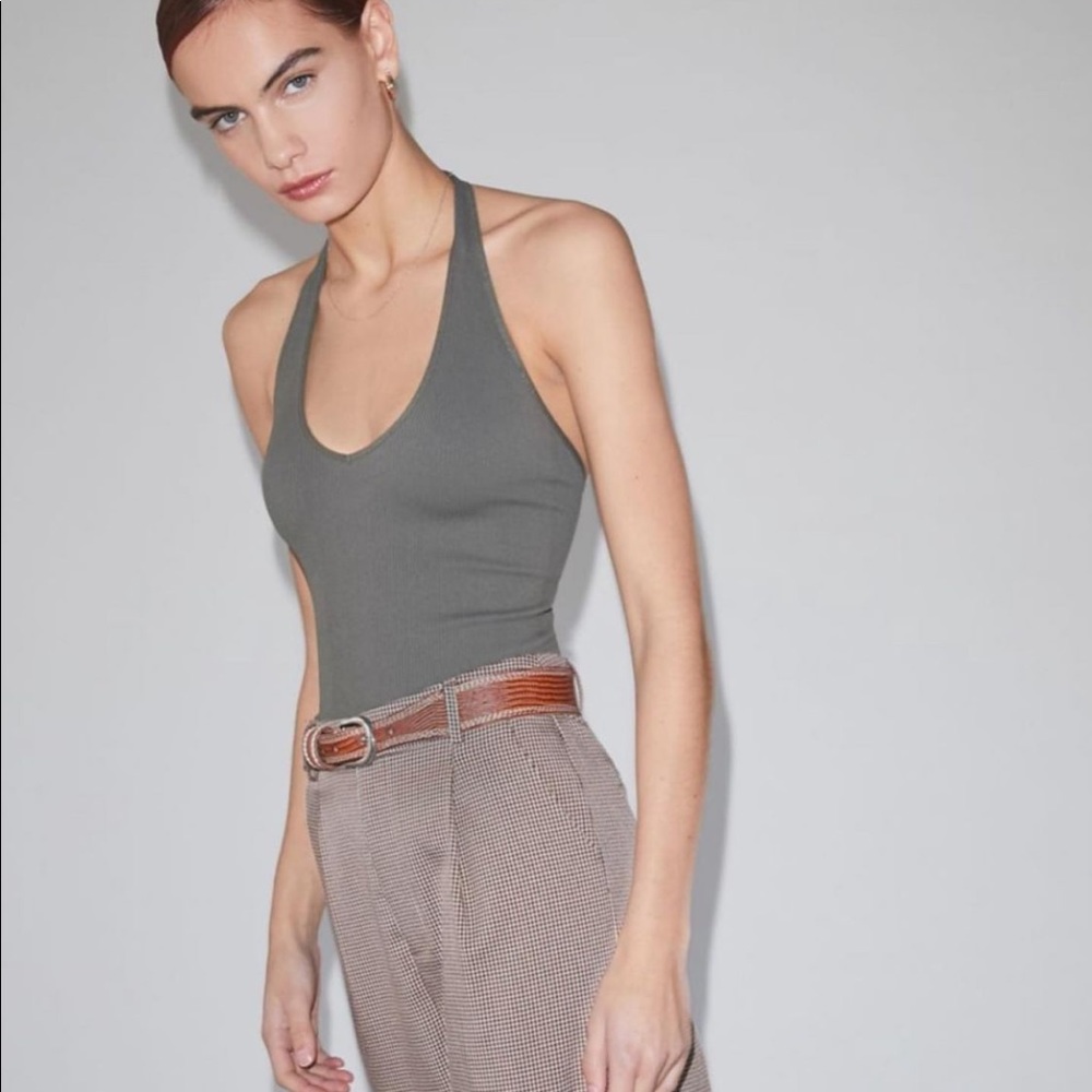 TEAL/GREY Halter neck bralette